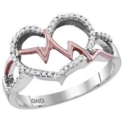 Sterling Silver Rose-tone Womens Natural Round Diamond
