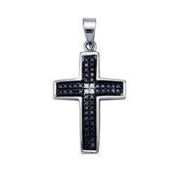 925 Sterling Silver White 0.15CTW DIAMOND CROSS CHARM