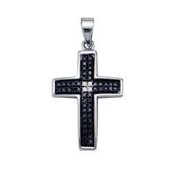 925 Sterling Silver White 0.15CTW DIAMOND CROSS CHARM