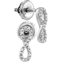 Sterling Silver Womens Round Diamond Vertical Infinity