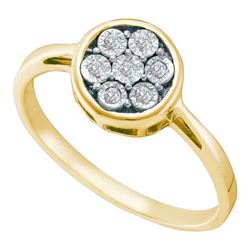 925 Sterling Silver Yellow 0.06CTW DIAMOND FLOWER RING