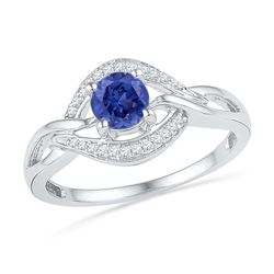 Sterling Silver Womens Round Lab-Created Blue Sapphire