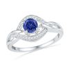 Image 1 : Sterling Silver Womens Round Lab-Created Blue Sapphire