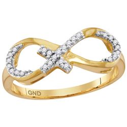 10kt Yellow Gold Womens Round Diamond Infinity Cross Ba