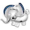 Image 1 : Sterling Silver Womens Blue Colored Diamond Elephant Fa