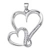 Image 1 : 925 Sterling Silver White 0.10CTW DIAMOND HEART PENDANT