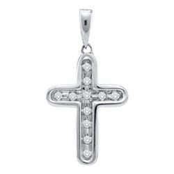 10KT White Gold 0.10CTW DIAMOND CROSS PENDANT