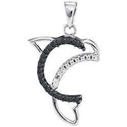 10KT White Gold 0.11CTW BLACK DIAMOND FASHION PENDANT