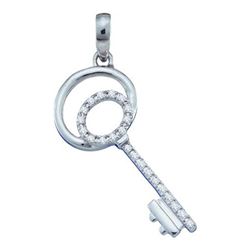 10KT White Gold 0.08CTW DIAMOND KEY PENDANT