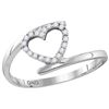 Image 1 : 10kt White Gold Womens Round Diamond Held Heart Love Ri