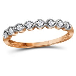 10kt Rose Gold Womens Round Diamond Stackable Band Ring