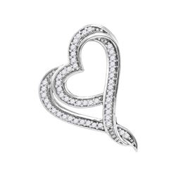 10kt White Gold Womens Round Natural Diamond Heart Love