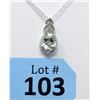 Image 1 : Green Amethyst & Diamond Sterling Silver Pendant