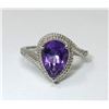 Image 1 : Sterling Silver Amethyst & Diamond Cocktail Ring