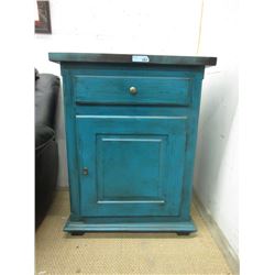 Blue Wood 1 Door Cabinet with Drawer