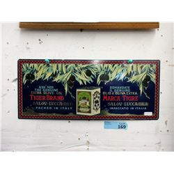 Tiger Brand Olive Oil Tin Sign - 8" x 18"