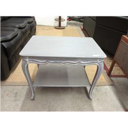 Pewter Coloured Wood End Table with Shelf