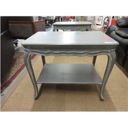 Pewter Coloured Wood End Table with Shelf