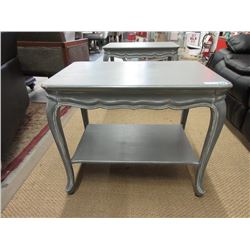 Pewter Coloured Wood End Table with Shelf