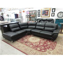 New Black Bonded Leather Curved Sectional