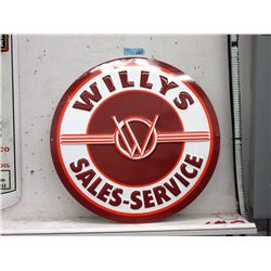 New 24" Willys Sales Embossed Tin Sign