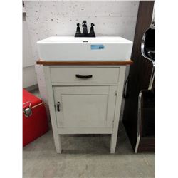 Modern Porcelain Sink & Taps on Vintage Cabinet