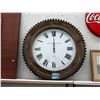 Image 1 : New 31" Round Wood "Union Station" Wall Clock