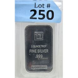 1 Oz. TD .999 Silver Investor Bar