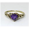 Image 1 : Estate 10Kt Gold Amethyst & Diamond Ring