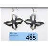 Image 1 : Pair of Large Sterling Silver Butterfly Earrings