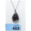 Image 1 : Large Polished Amethyst Pendant on Silver Chain