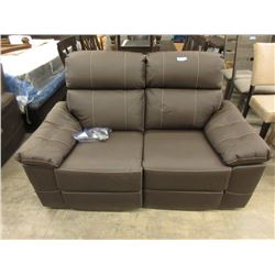 New Brown Leather Power Reclining Love Seat