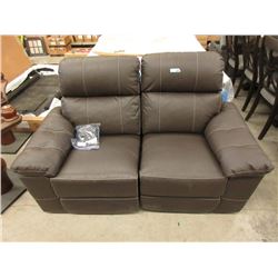 New Brown Leather Power Reclining Love Seat