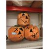 Image 1 : 3 Carved Wood Pumpkins - Approximately 12" x 14"