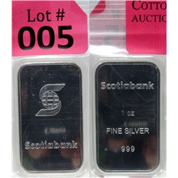 1 Oz Scotiabank .999 Fine Silver Investor Bar