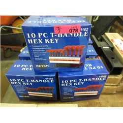 3 New 10 Piece T-Handle Hex Key Sets