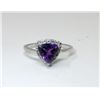 Image 1 : Diamond & Amethyst Sterling Silver Solitaire Ring