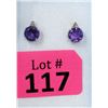 Image 1 : New Amethyst & Diamond Sterling Silver Earrings