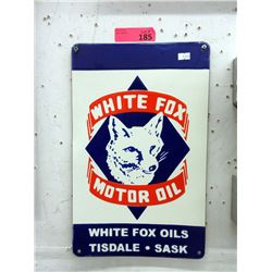 White Fox Motor Oils Porcelain Sign - 10  x 16 