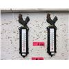 Image 1 : 2 New Cast Iron Rooster Thermometers - 3" x 11"