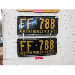 Pair of  1940 New York World's Fair License Plates