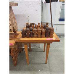 Chess Table with Wood Chess Men