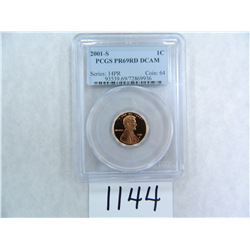 2001-S One Cent PCGS graded PR69 RD DC