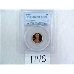 2002-S One Cent PCGS graded PR69 RD DC