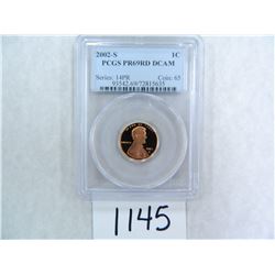 TWO (2) 2002-S One Cent PCGS graded PR69 RD DC