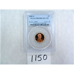 2005-S One Cent PCGS graded PR69 RD DC