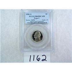 TWO (2) 1981-S Five Cents PCGS Graded PR69 DC  TYPE 1