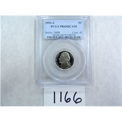 1991-S Five Cents PCGS Graded PR69 DC