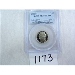 1998-S Five Cents PCGS Graded PR69 DC