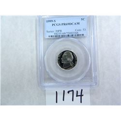 1999-S Five Cents PCGS Graded PR69 DC